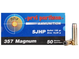 Prvi Partizan Ammunition 357 Magnum 158 Grain Semi-Jacketed Hollow Point Box of 50