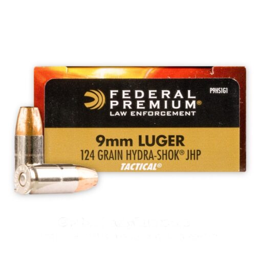 9mm – 124 Gr Hydra-Shok JHP – Federal Law Enforcement – 1000 Rounds