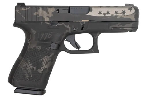 Glock 19 Gen5 9mm 15-Round Pistol with 1776 Black and Grey Camo Cerakote Finish and Ni