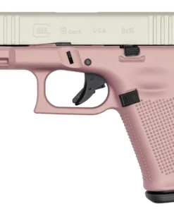 Glock 19 Gen5 9mm Pistol with Cerakote Pink Champagne Frame and Shimmering Aluminum Ce