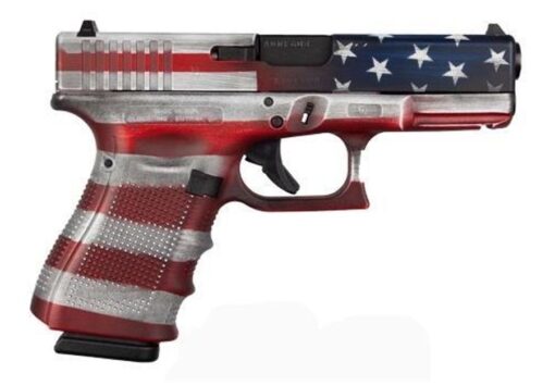 Glock G19 Gen 4 9mm Luger 4.01 15+1 American Flag Cerakote American Flag Polymer Grip Fixed Sights