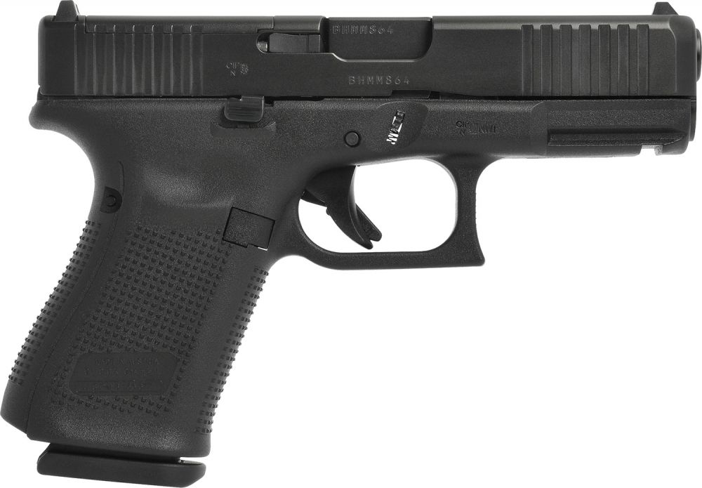 Glock G19 Gen5 MOS 9mm Luger 4.02 15+1 Black Polymer Frame Black Steel Slide with MOS Cuts Black Interchangeable B Glock G19 Gen5 MOS 9mm Luger 4.02 15+1 Black Polymer Frame Black Steel Slide with MOS Cuts Black Interchangeable B