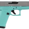 Glock G48 9mm Luger4.17 10+1 Robin Egg Blue Sliver PVD Slide Robin Egg Blue Polymer Grip Glock Night Sights