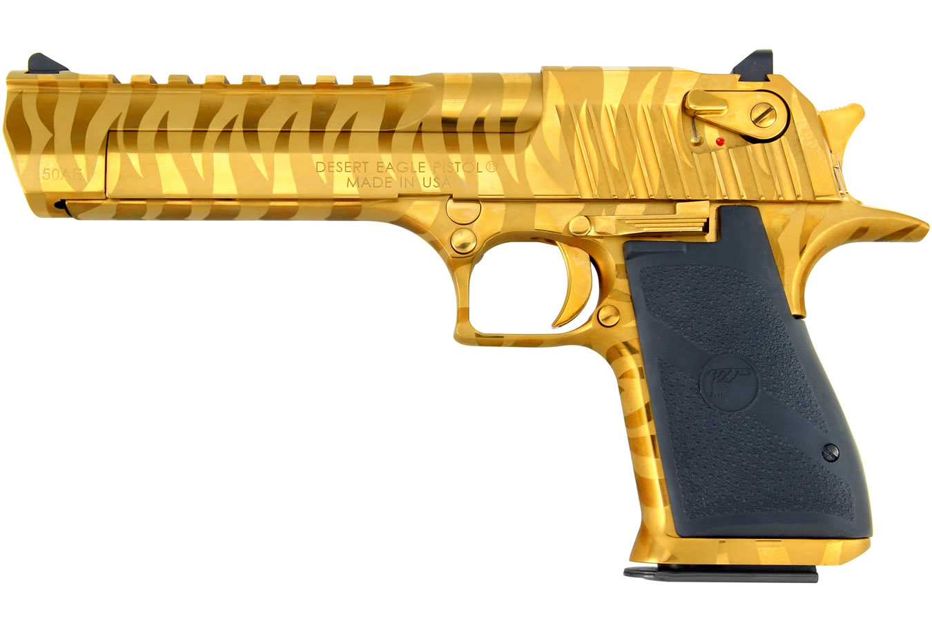 Magnum Research Desert Eagle .50 A.E. Mark XIX Titanium Gold with Tiger Stripes Magnum Research Desert Eagle .50 A.E. Mark XIX Titanium Gold with Tiger Stripes